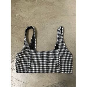 Sister Swim Gingham Bikini Top | Black and White in Medium